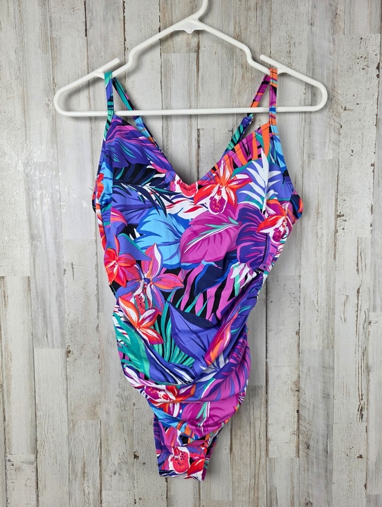 Aqua Green Other - Aqua Green V-Neck Floral One Piece Swimsuit Size Medium